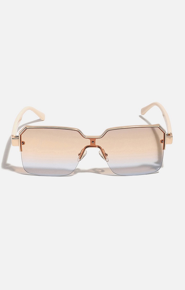 Women's Gold Rectangular Sunglasses