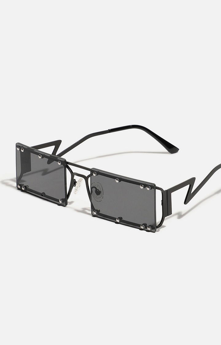 Women's Black Rectangular Sunglasses