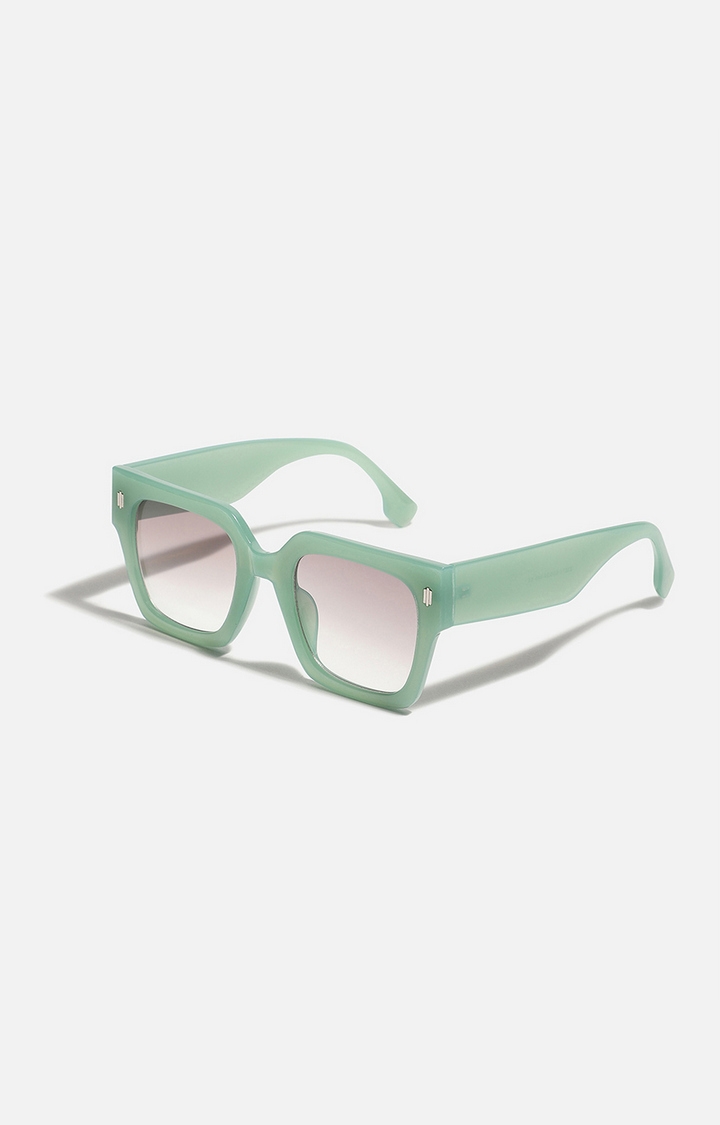 haute sauce | Women's Tinted Lens Green frame Oversized Sunglasses