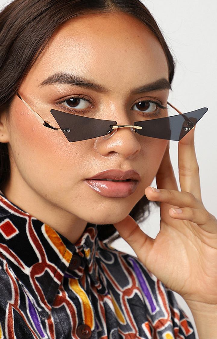 Women's Gold Frame Tinted lens Cat eye Sunglasses