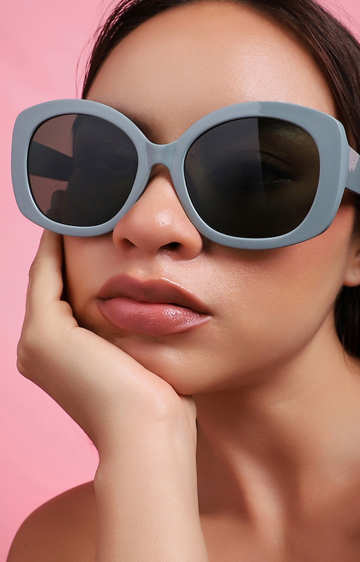 Women's Green Frame Retro Sunglasses