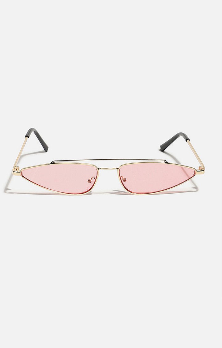 Women's Pink Lens Gold Cateye Sunglasses