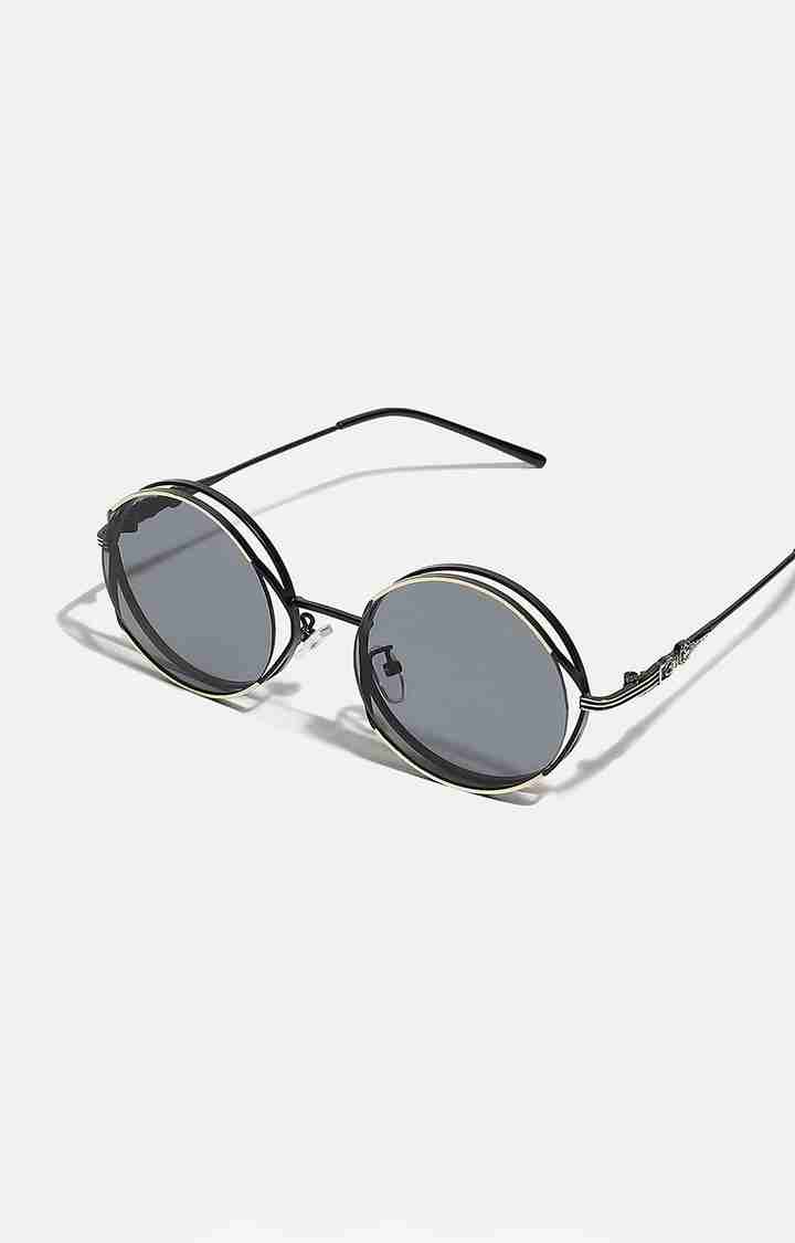 Women's Black Round Sunglasses