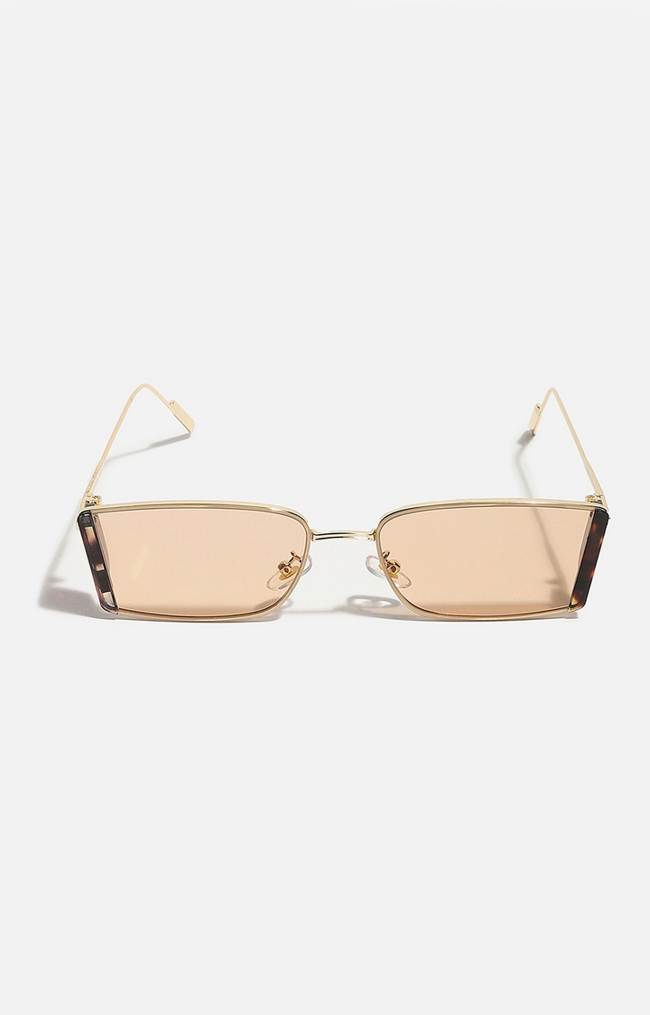 Unisex Brown & Gold Frame Retro Sunglasses