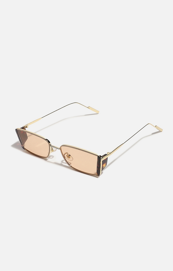 haute sauce | Unisex Brown & Gold Frame Retro Sunglasses