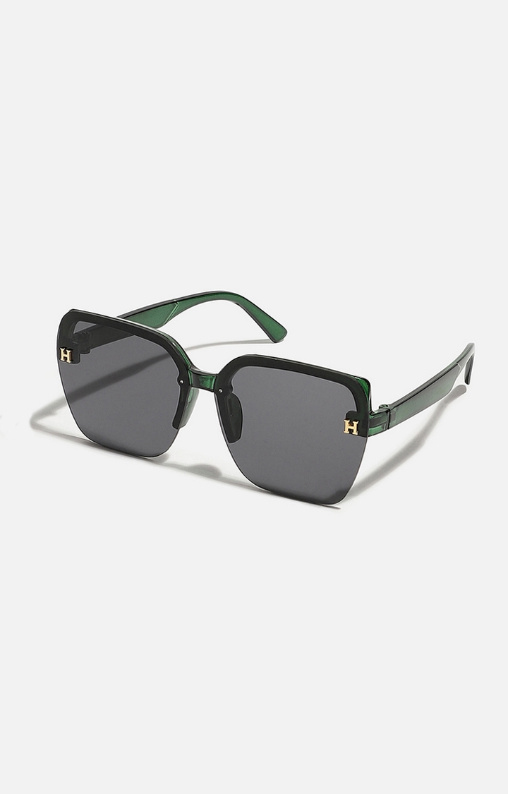 haute sauce | Women's Tinted Lens Black & Green frame Oversized Sunglasses