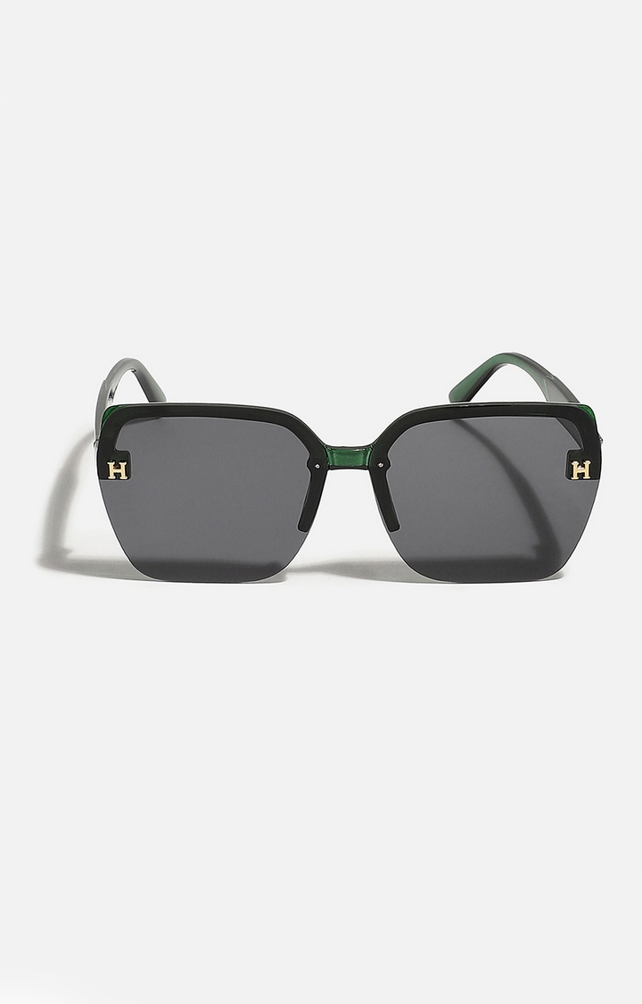 Women's Tinted Lens Black & Green frame Oversized Sunglasses