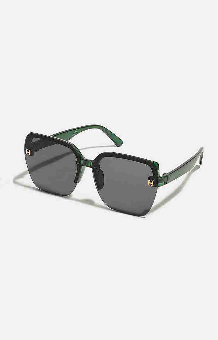 Women's Tinted Lens Black & Green frame Oversized Sunglasses