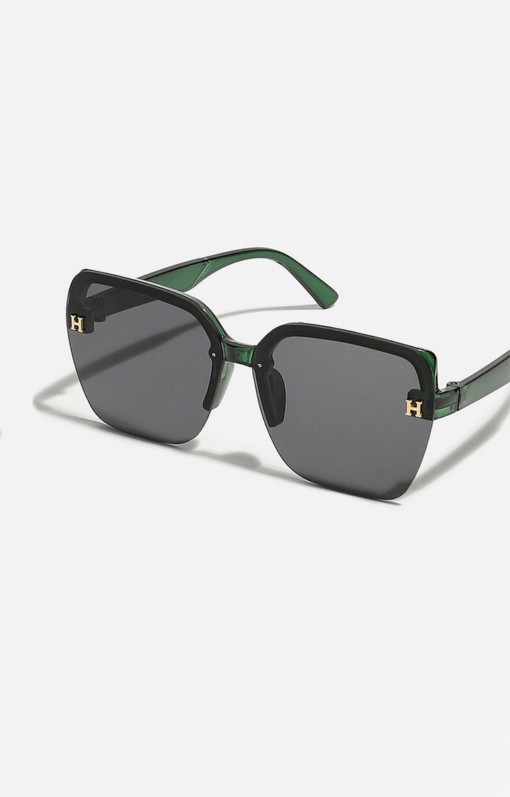 Women's Tinted Lens Black & Green frame Oversized Sunglasses