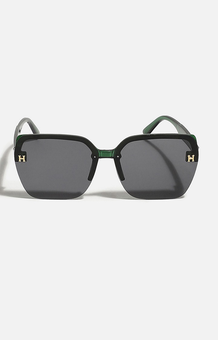 Women's Tinted Lens Black & Green frame Oversized Sunglasses