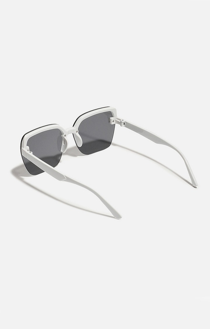 Women's Black Lens White Overized Sunglasses