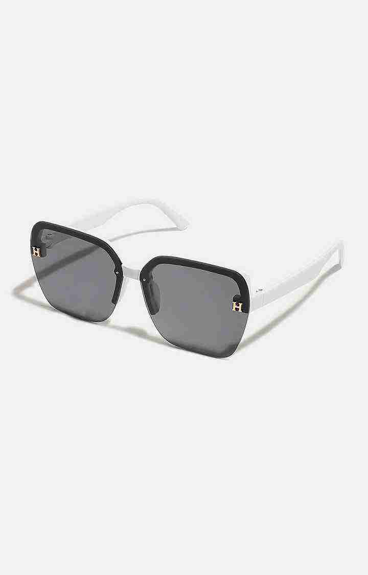 Women's Black Lens White Overized Sunglasses