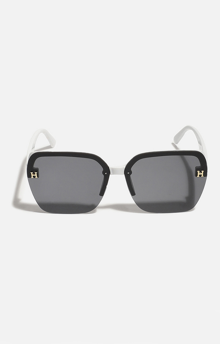 Women's Black Lens White Overized Sunglasses