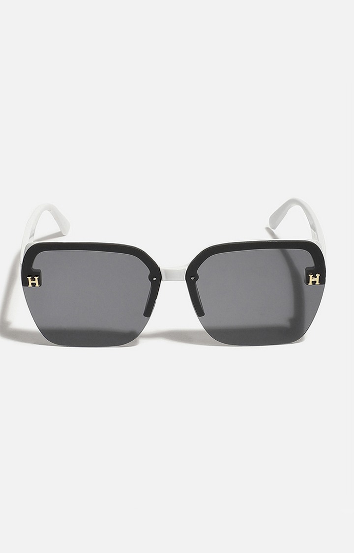 Women's Black Lens White Overized Sunglasses