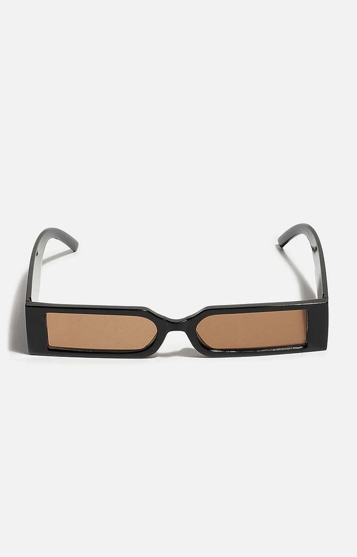 Women's Black Rectangular Sunglasses