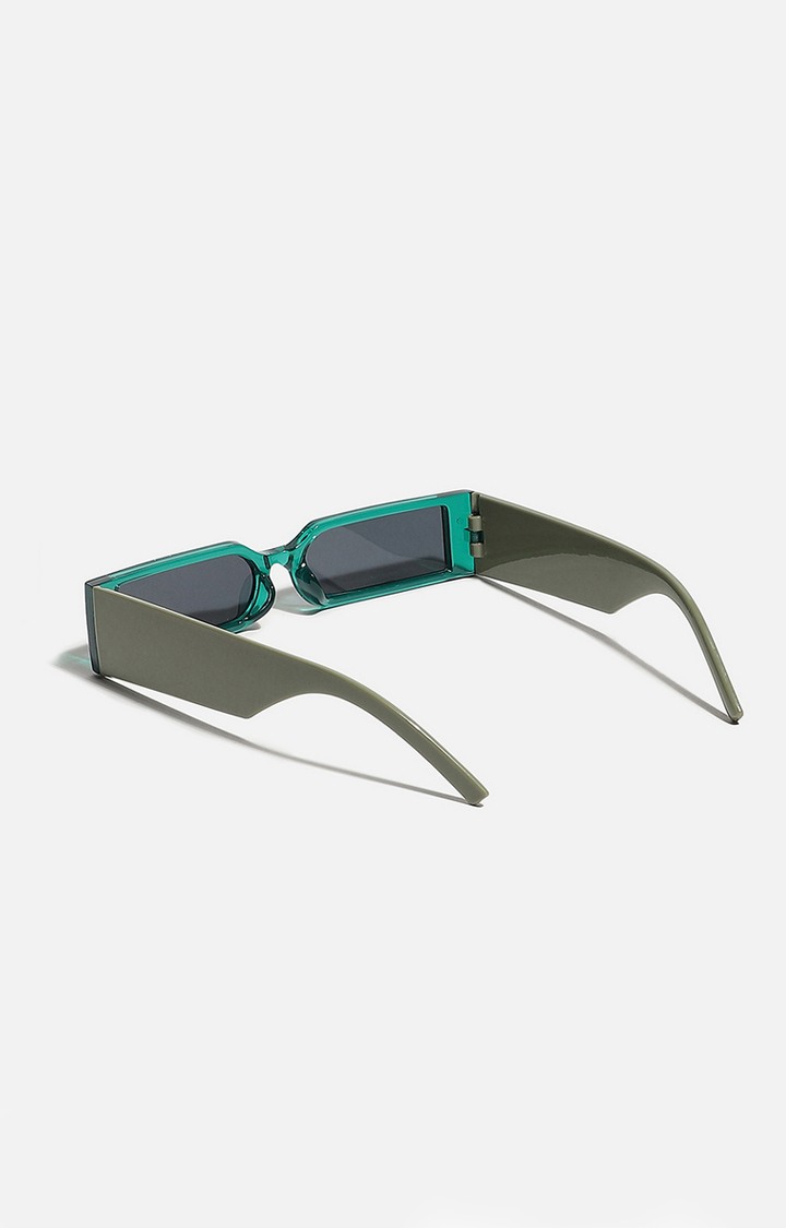 Women's Green Rectangular Sunglasses