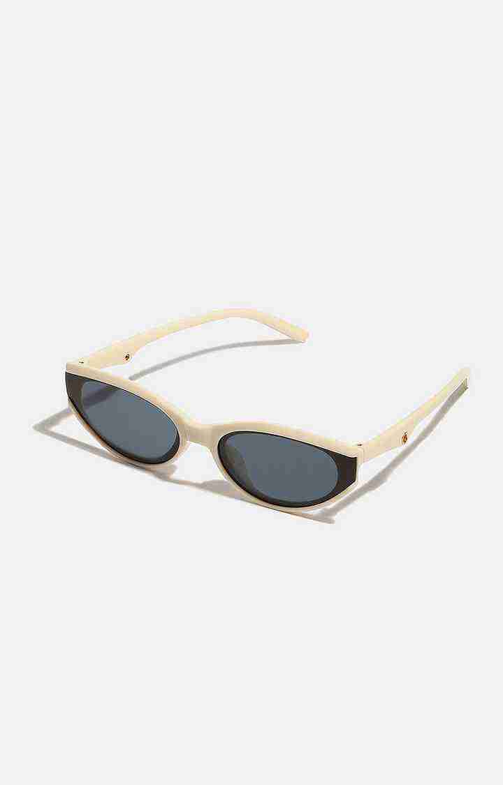 Women's Black Lens White Cateye Sunglasses