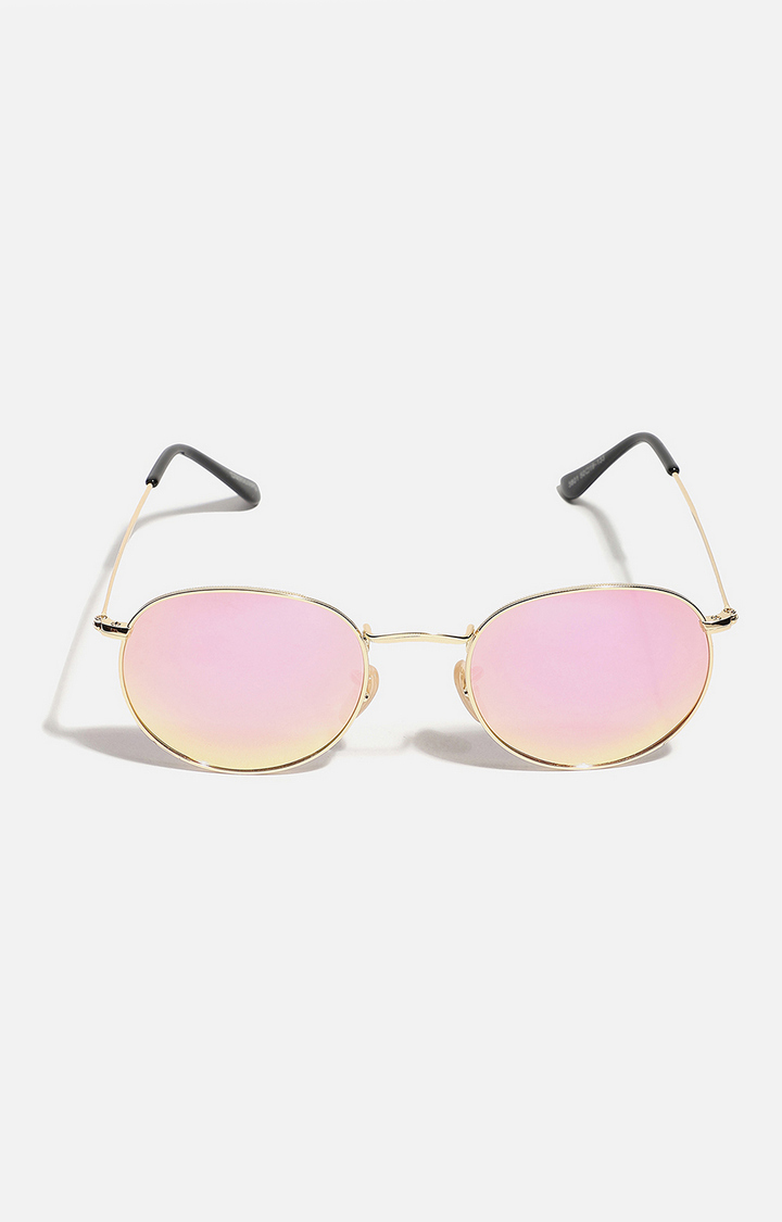 Women's Pink Tinted Lens Gold frame Oversized Sunglasses