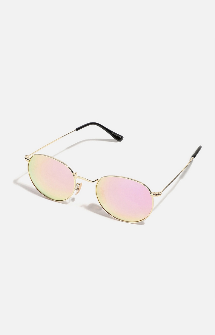 haute sauce | Women's Pink Tinted Lens Gold frame Oversized Sunglasses