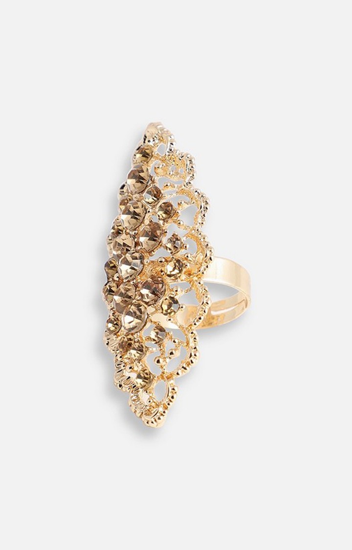 SOHI Gold-Plated Stone-Studded Finger Rings