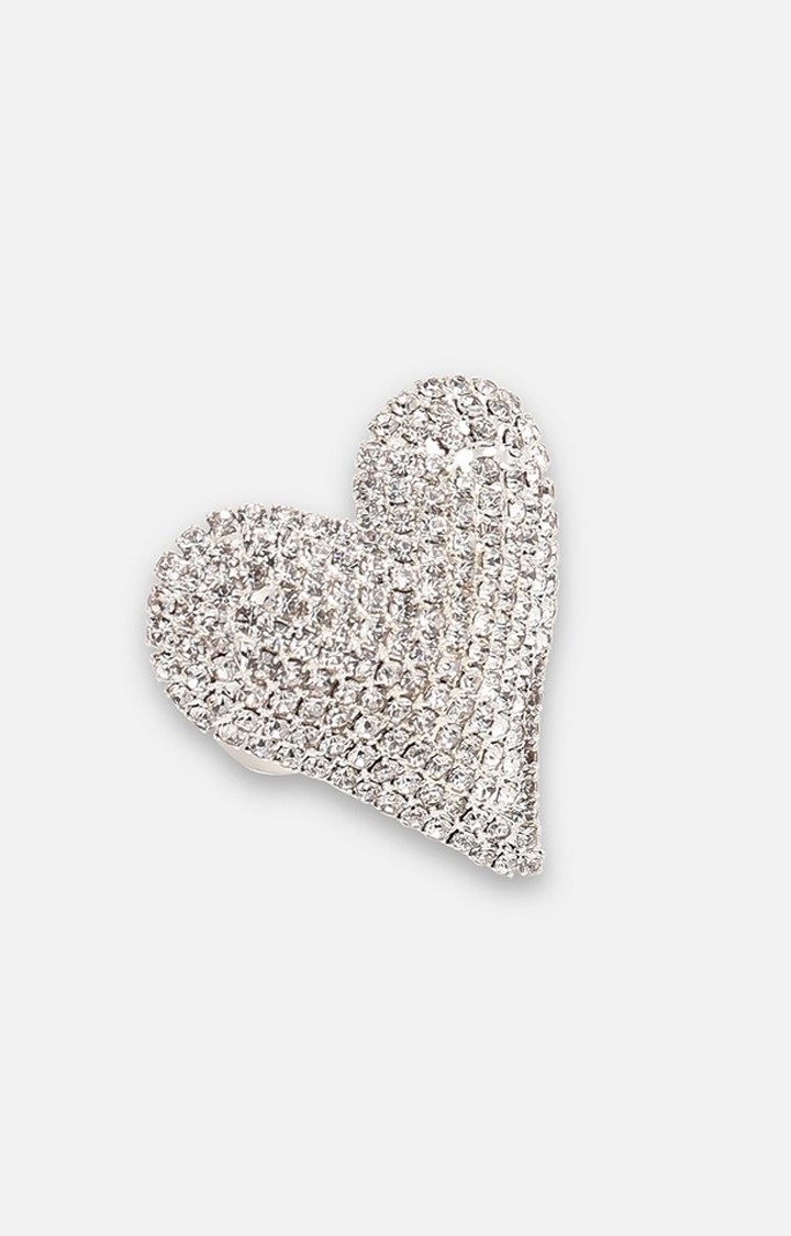 SOHI Silver-Plated White Artificial Stones-Studded Finger Ring