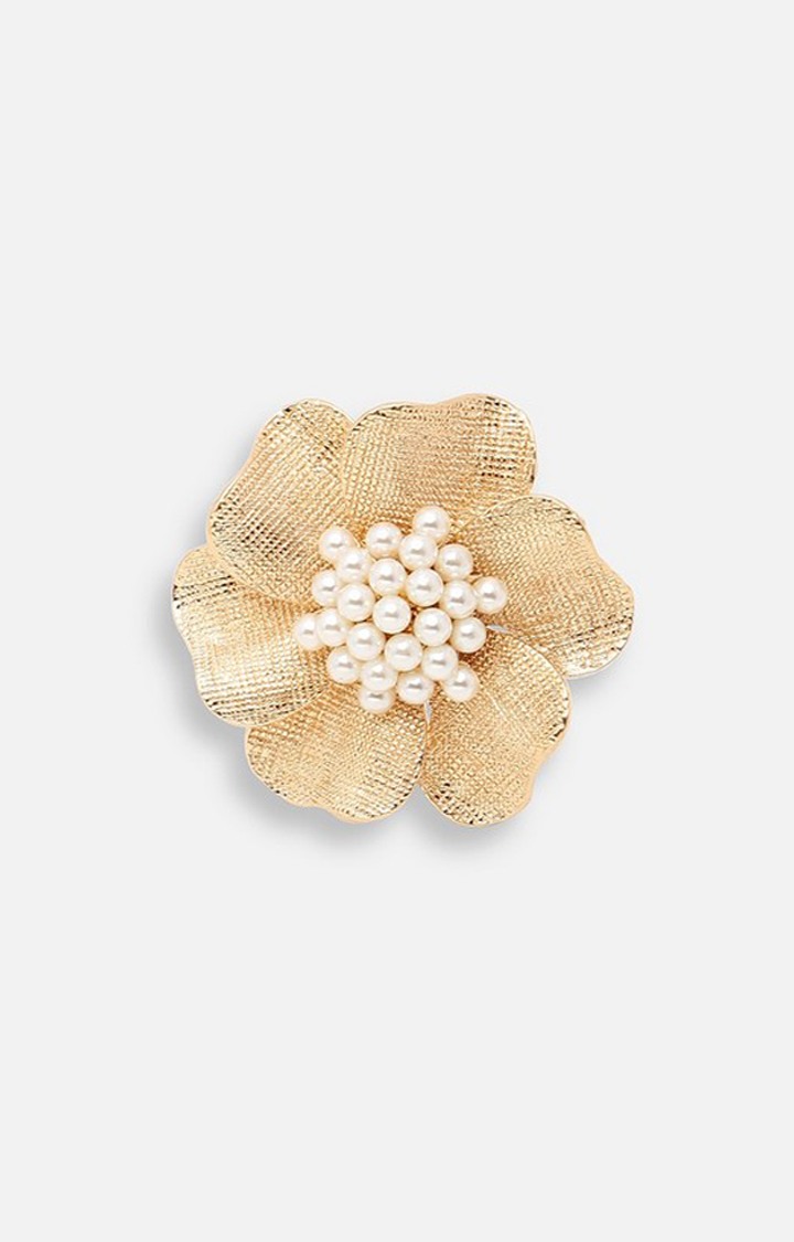 SOHI Gold-Plated Pearls Studded Finger Ring
