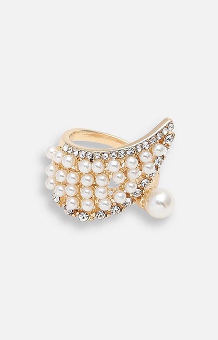 SOHI Women Gold-Plated Stone-Studded Finger Ring