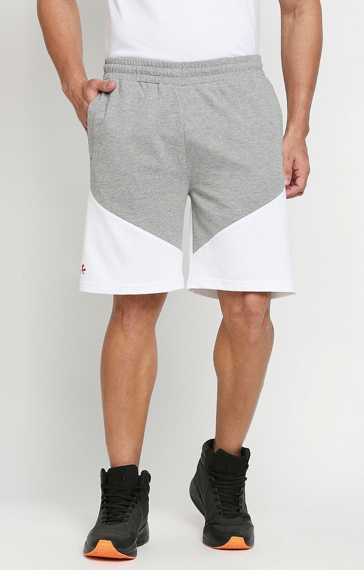 Fitz Colorblock Cotton Blend Slim Fit Shorts - Grey Melange