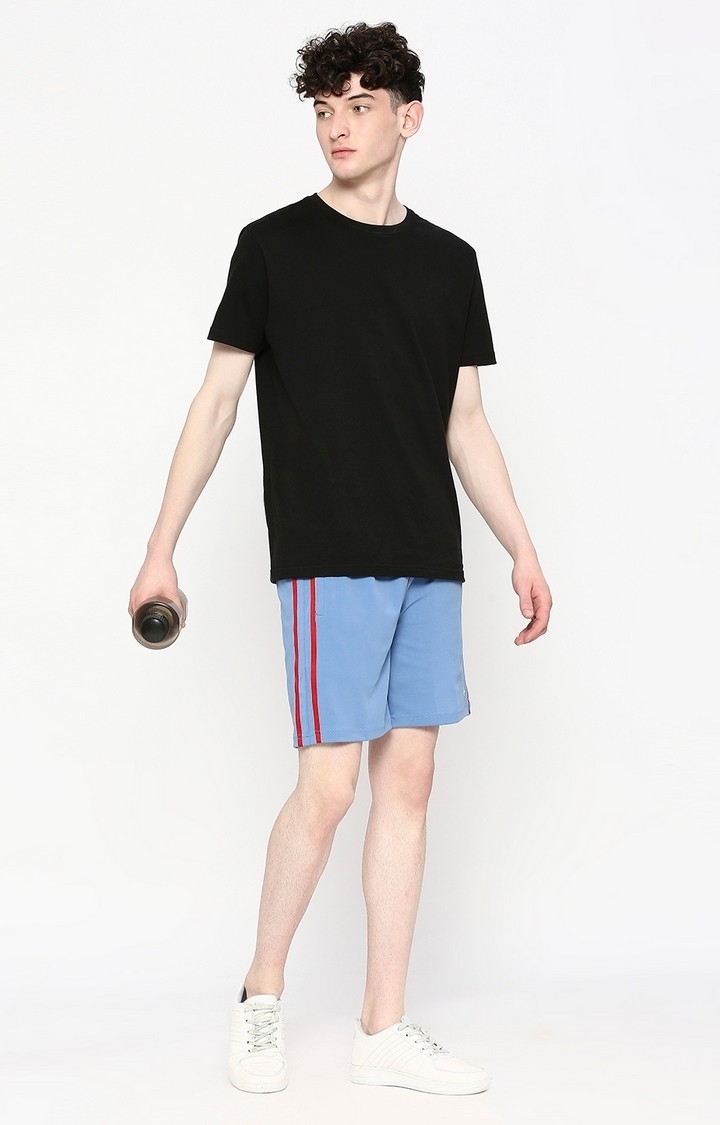 Men's Blue Spandex Slim Shorts