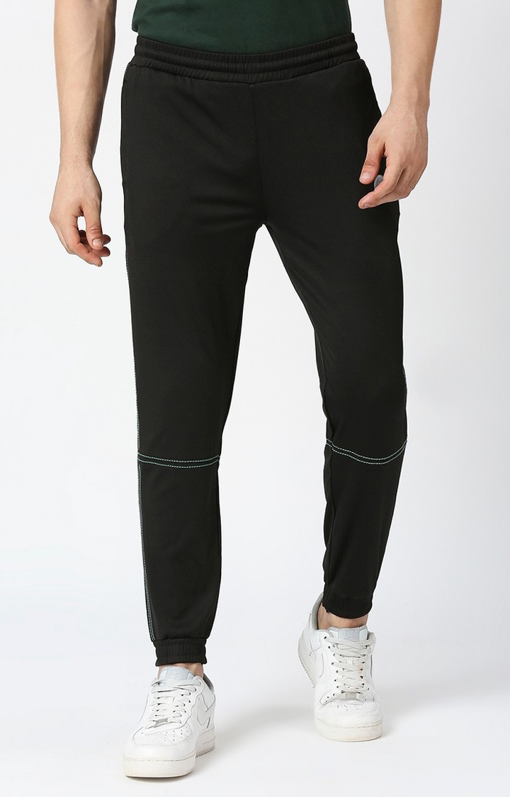 Fitz Solid Polyester Slim Fit Track Pants - Jet Black