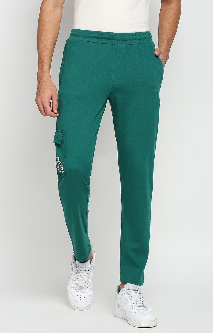 FITZ | Fitz Solids Cotton Blend Regular Fit Track Pants - Bottle Green