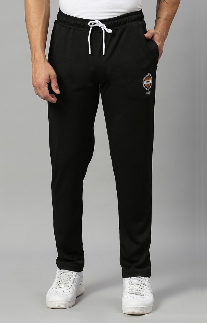 FITZ | Fitz Solid Polyester Slim Fit Track Pants - Black