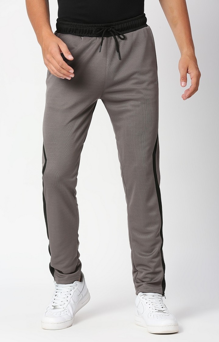 Fitz Solid Polyester Slim Fit Track Pants - Charcoal