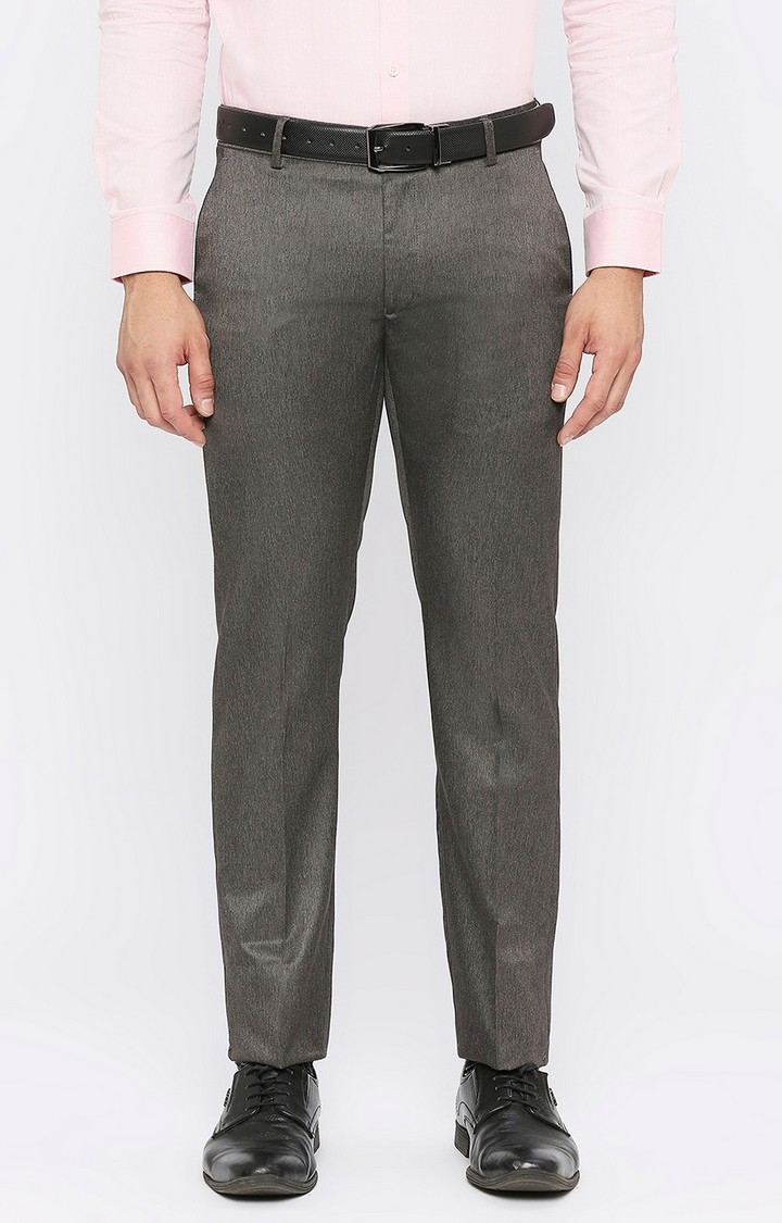 FITZ | Solemio Solid Polyester Slim Fit Trouser - Brown