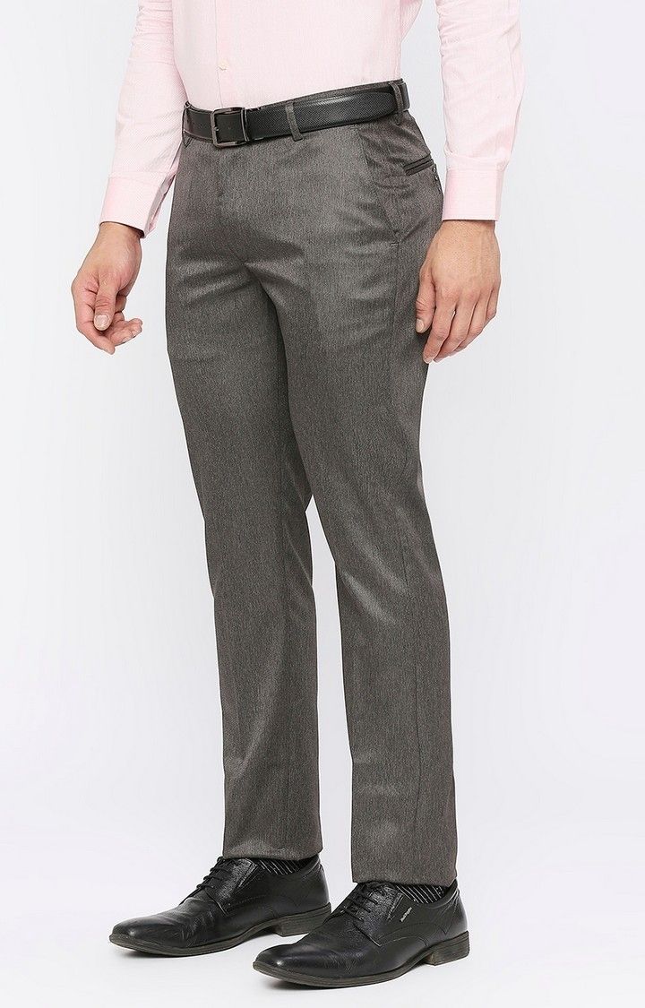 Solemio Solid Polyester Slim Fit Trouser - Brown