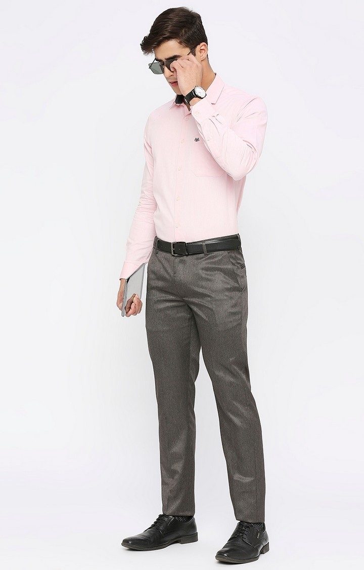 Solemio Solid Polyester Slim Fit Trouser - Brown