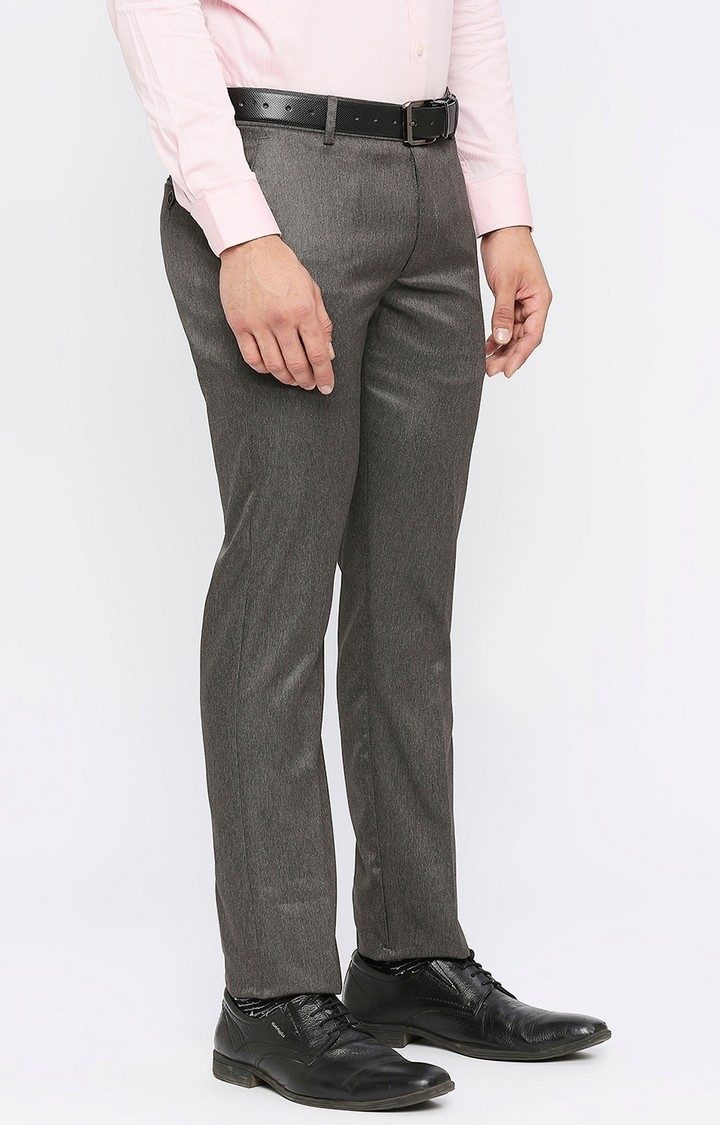 Solemio Solid Polyester Slim Fit Trouser - Brown