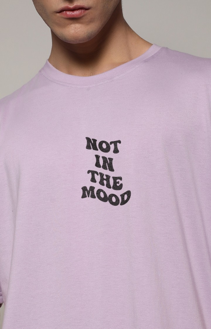 Men's Pastel Lilac Printed Oversized T-Shirt