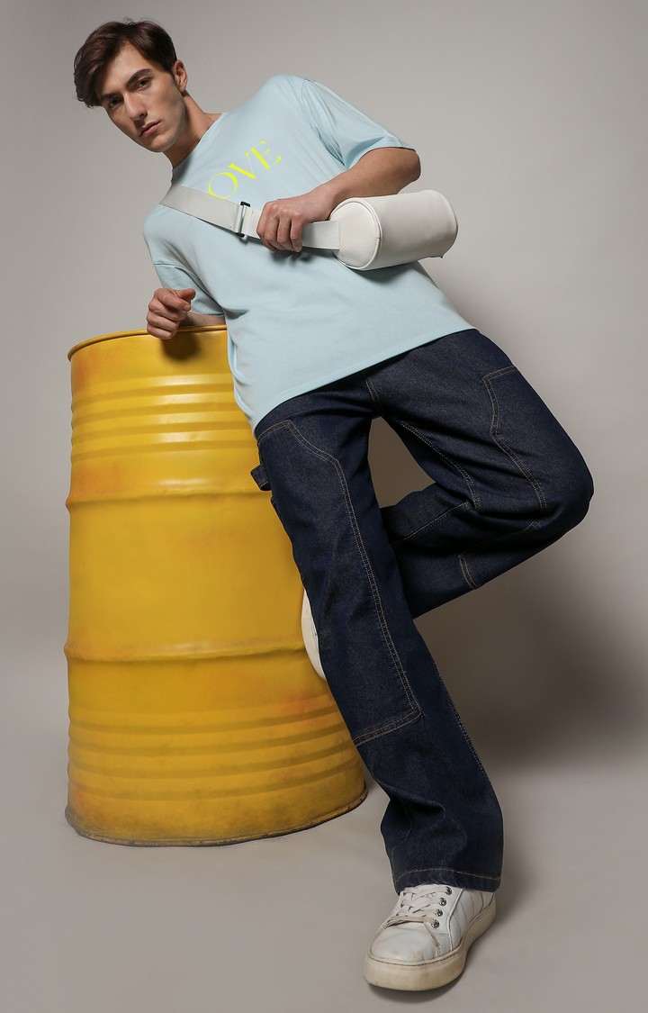 Men's Blue Graphics Oversized T-Shirts