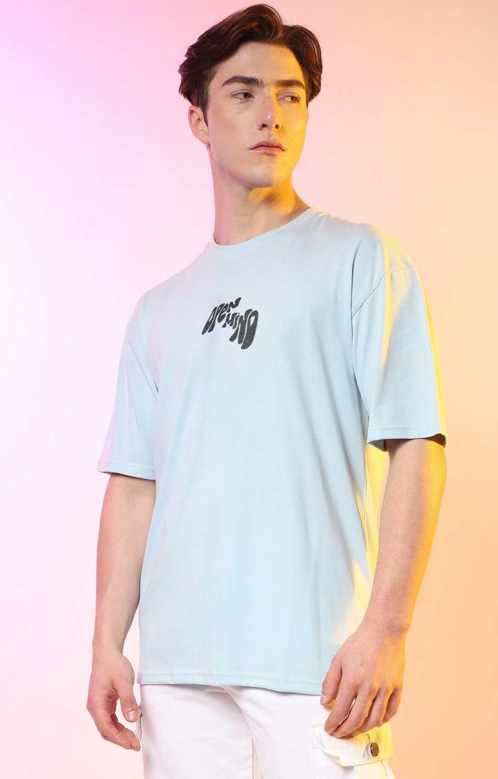Men's Blue Graphics Oversized T-Shirts