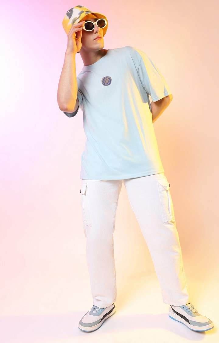Men's Blue Graphics Oversized T-Shirts