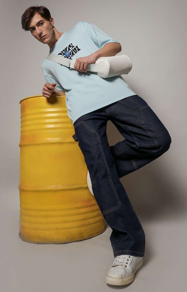 Men's Blue Graphics Oversized T-Shirts