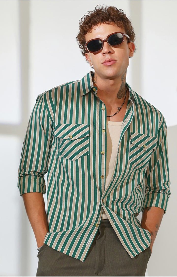 Men's Multicolor Striped Oversized Shirts