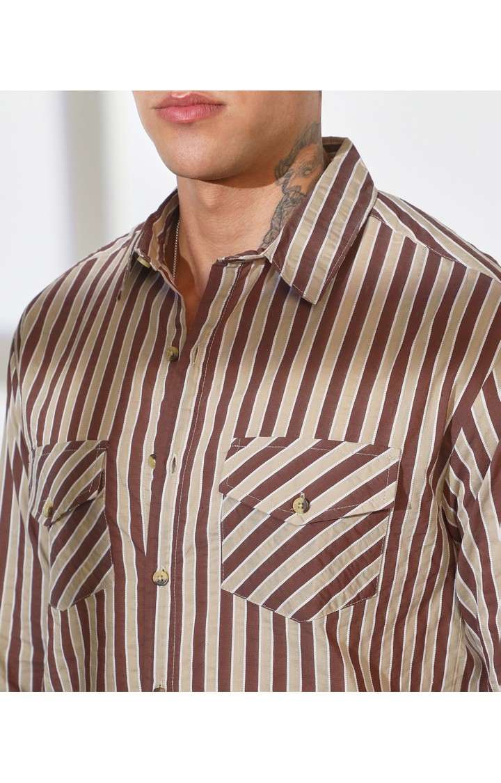 Men's Multicolor Striped Oversized Shirts