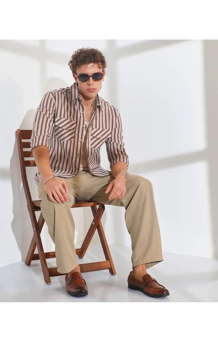 Men's Multicolor Striped Oversized Shirts