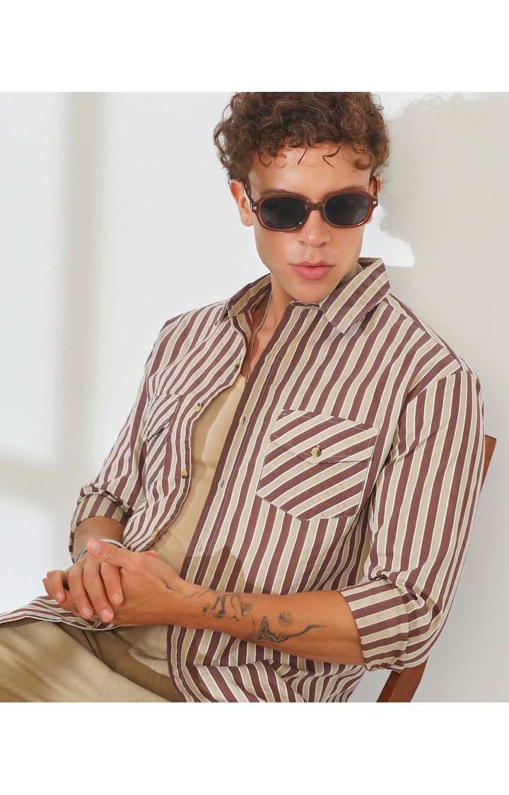 Men's Multicolor Striped Oversized Shirts
