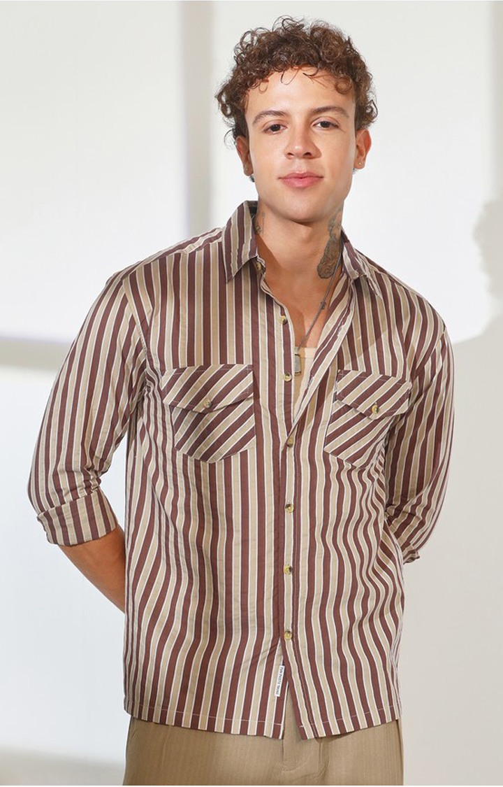 Men's Multicolor Striped Oversized Shirts