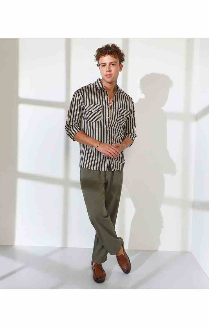Men's Multicolor Striped Oversized Shirts