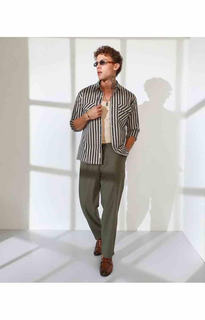 Men's Multicolor Striped Oversized Shirts