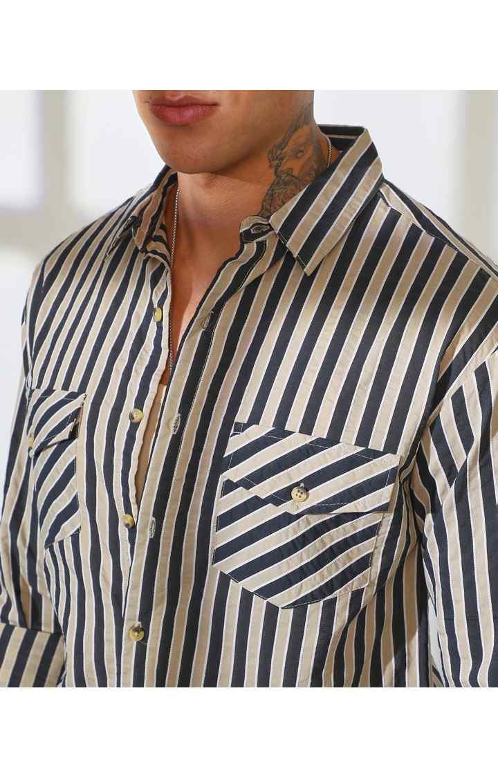 Men's Multicolor Striped Oversized Shirts
